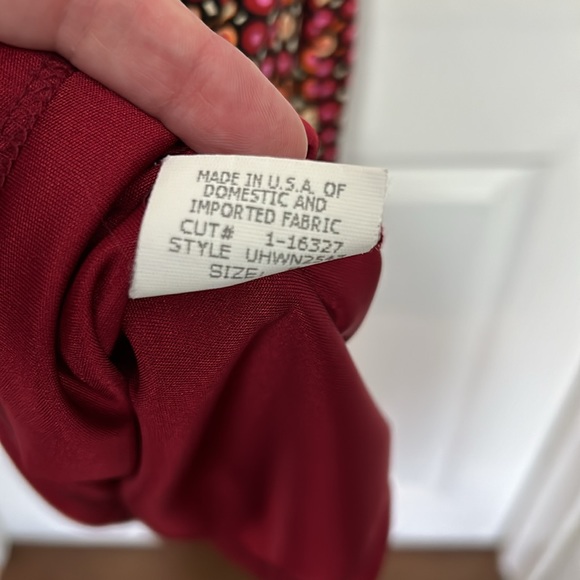 DAVID MEISTER red geometric print midi dress. Size 8 - Picture 13 of 13